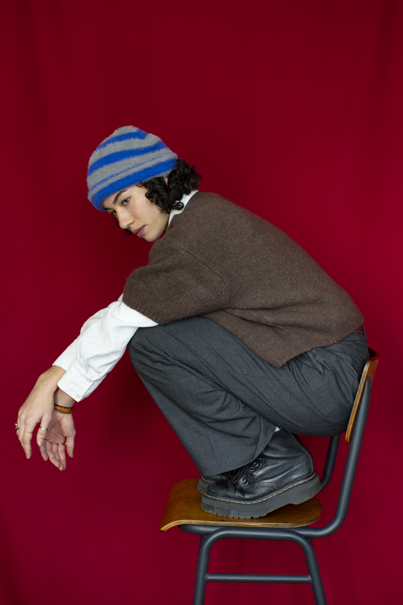 Le bonnet rayé bleu